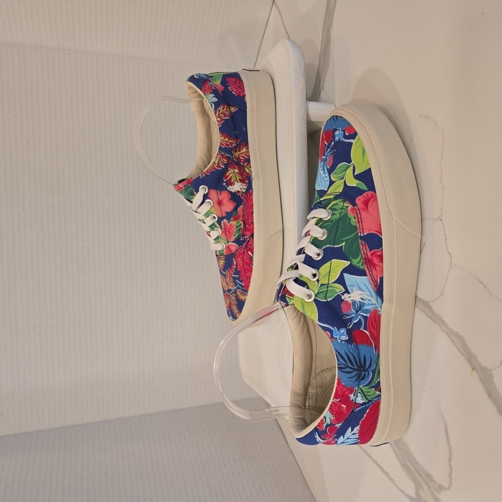 Ralph Lauren Keaton-Pony Floral Tropical Low Top Cotton Canvas Sneakers Size 9